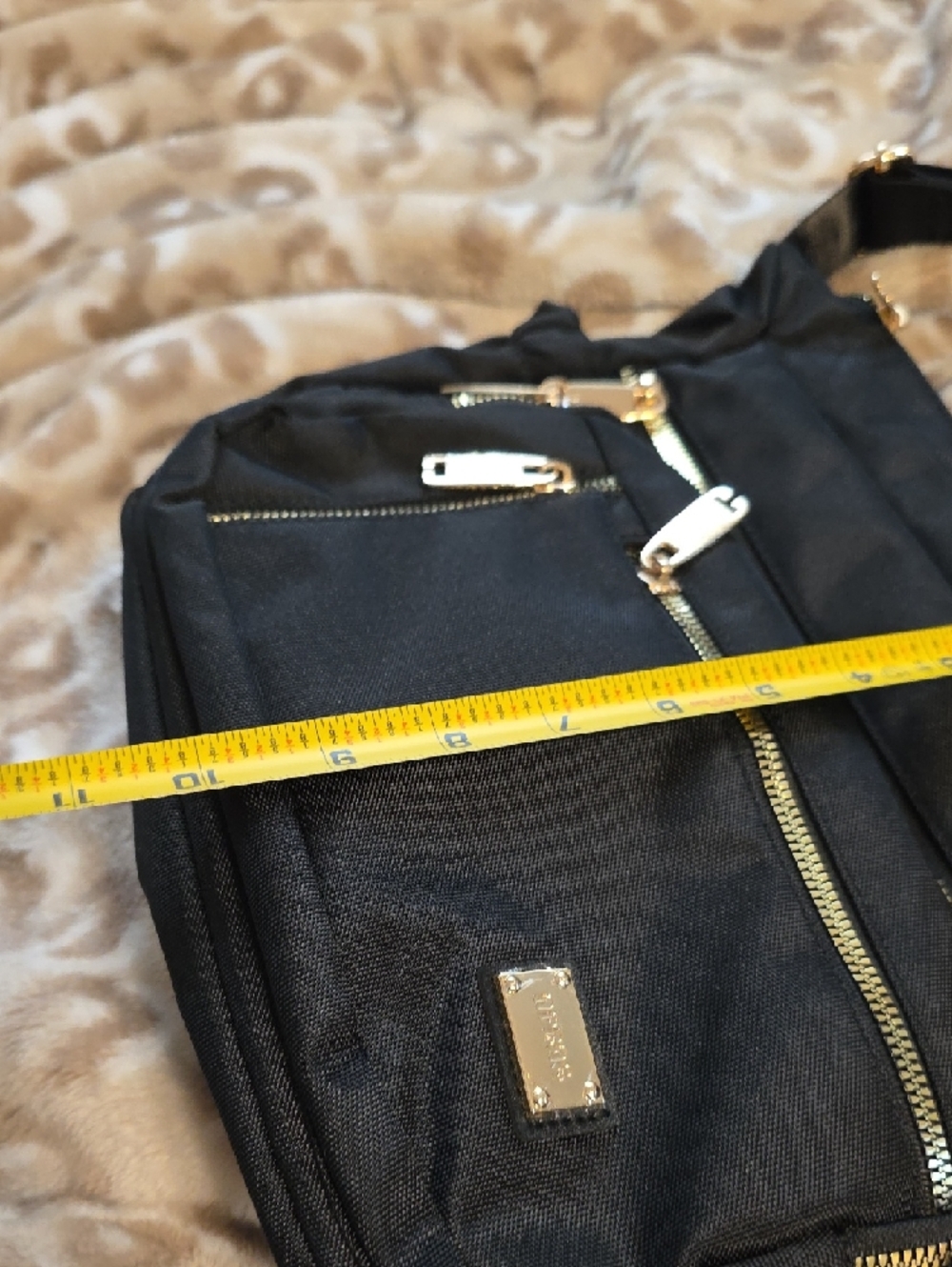 Black Crossbody Shoulder Bag with Gold Hardware - Women - Picture 9 of 11